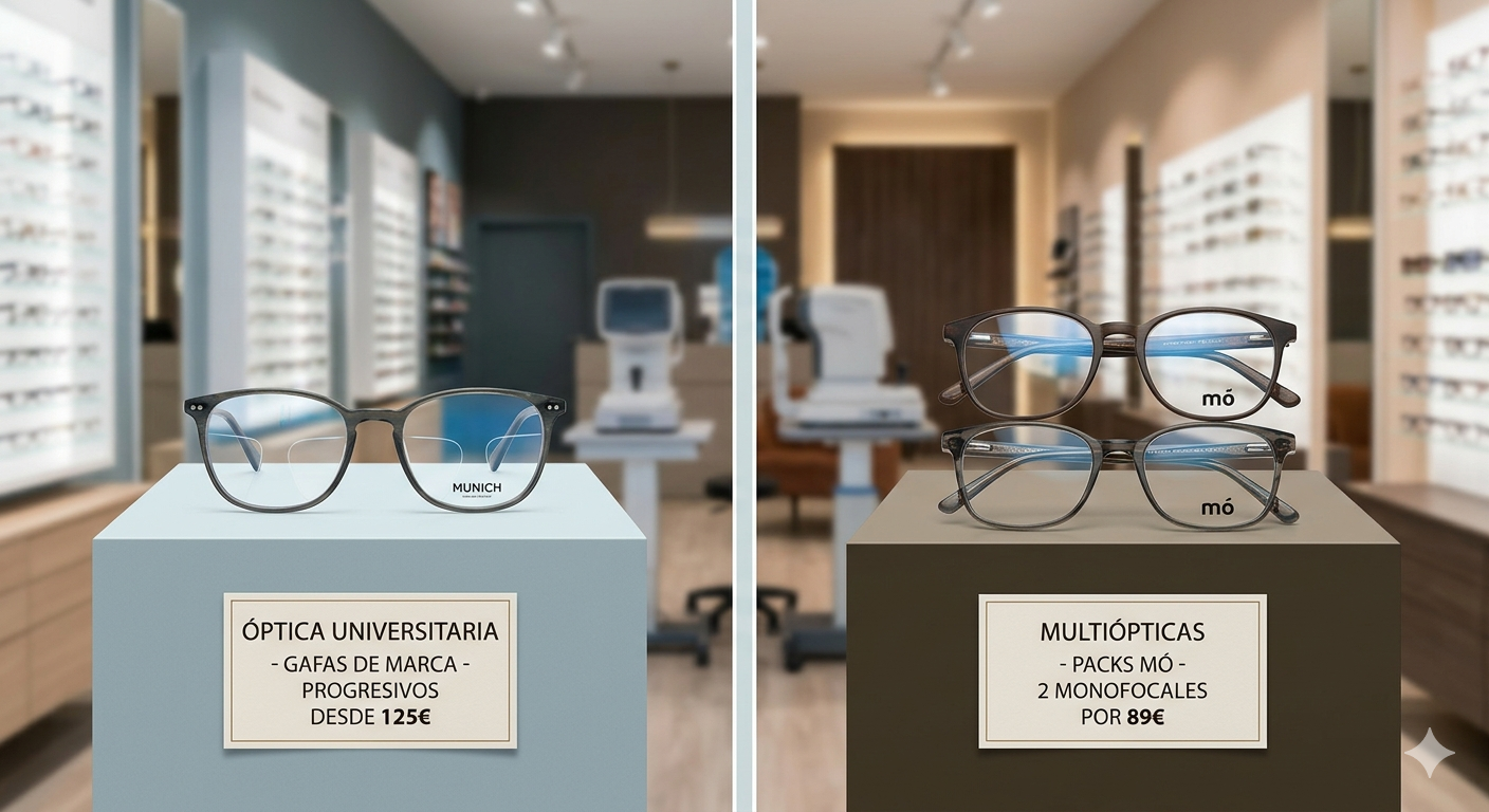 Óptica Universitaria vs Multiópticas: ¿Cuál elegir? Comparativa de precios y gafas graduadas entre Óptica Universitaria y Multiópticas