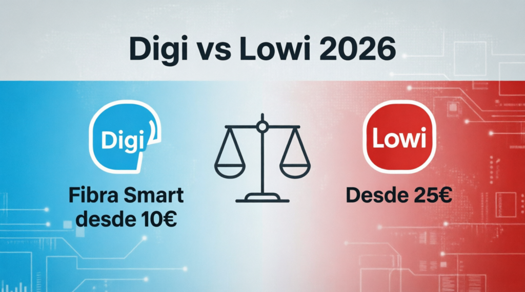 Digi vs Lowi 2026: ¿Cuál es la mejor operadora low-cost? 1 "Comparativa Digi vs Lowi 2026: precios, cobertura y opiniones"