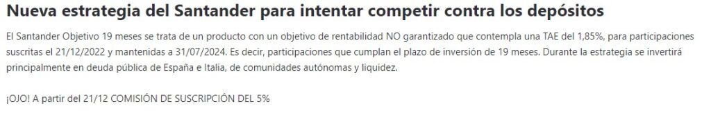 Santander objetivo 19 meses opiniones